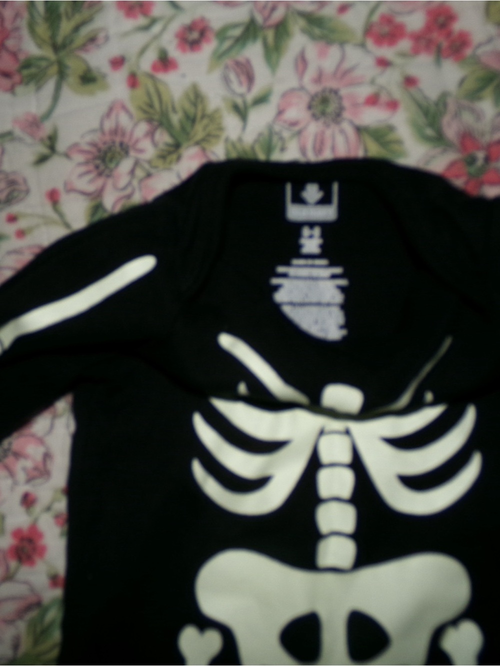 Old Navy Black Long-Sleeve Top with White Skeleton Graphic